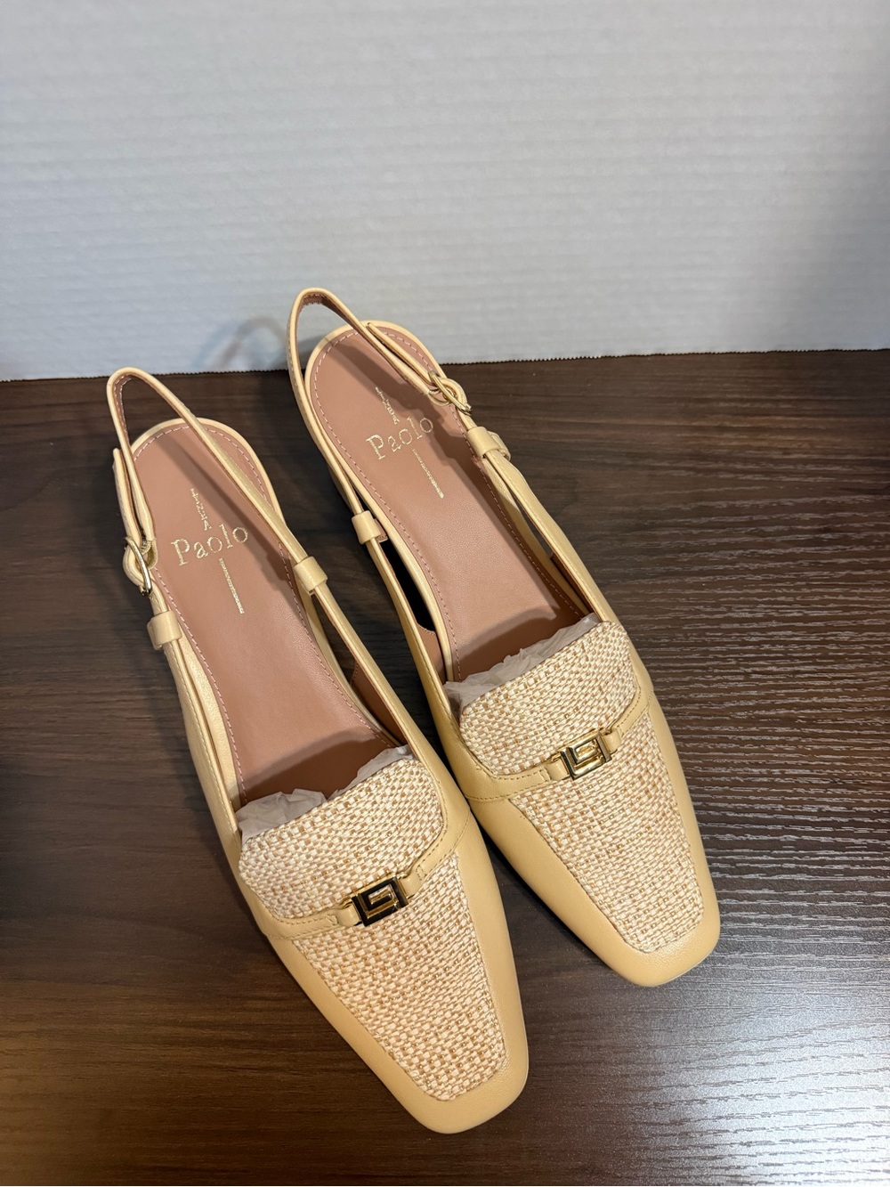 NEW! The shoe you need! Paolo Beige Woven Slingback Loafers - Women's Size 9